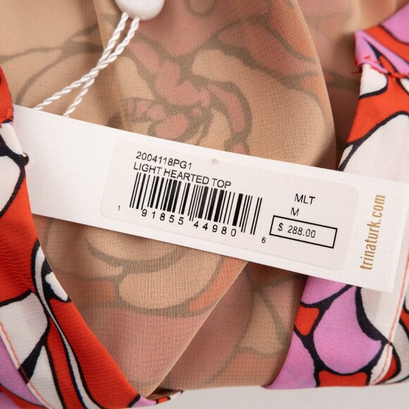 NEW TRINA TURK Light Hearted Top silk print size M - Picture 4 of 10